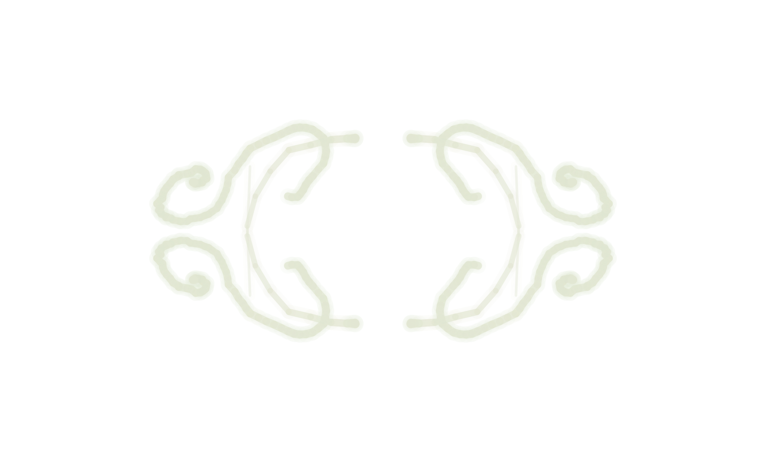 Clarion output, green mirrored scrollwork